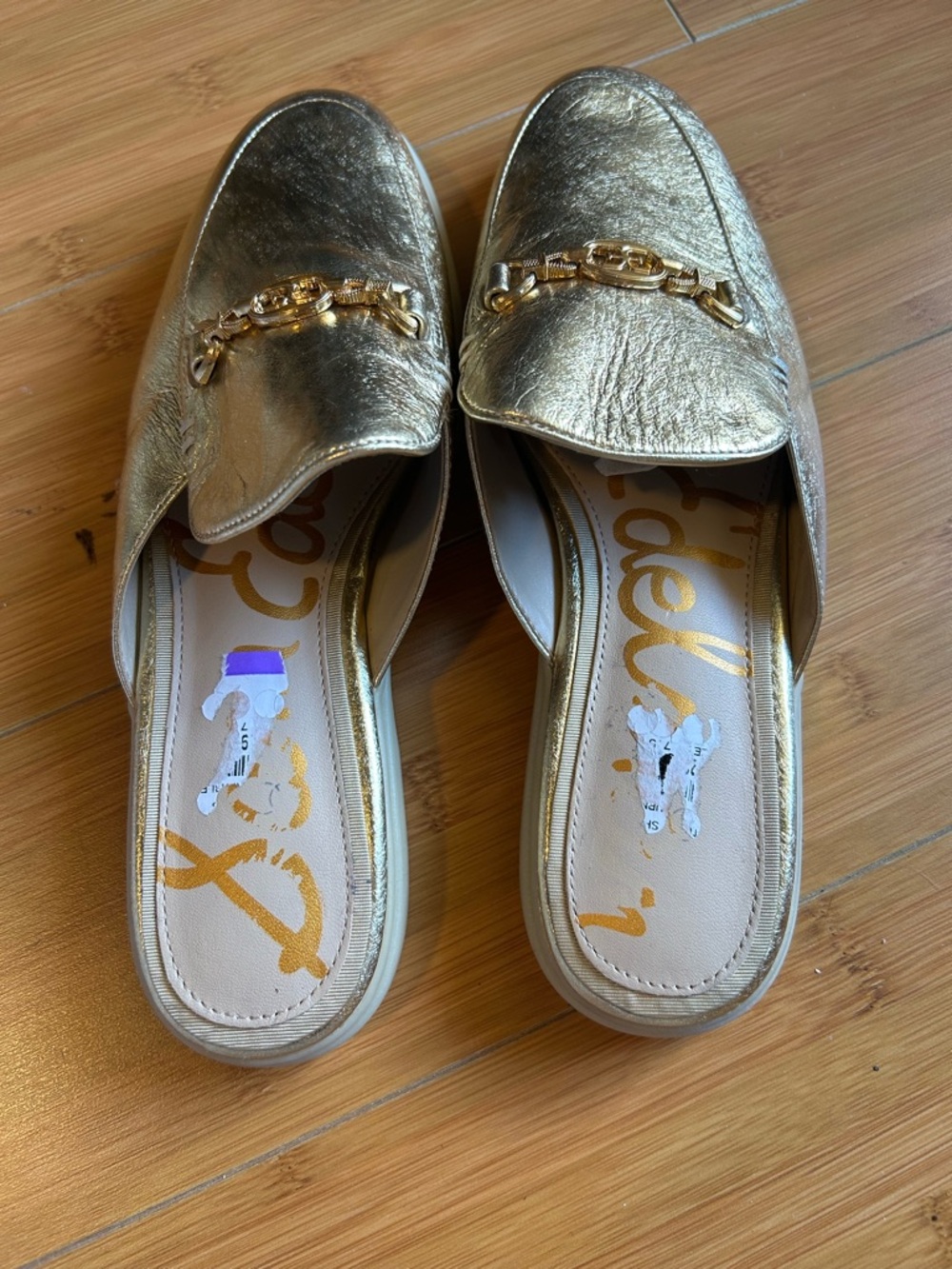 Sam Edelman Gold Metallic Slip-On Mules - Picture 2 of 5